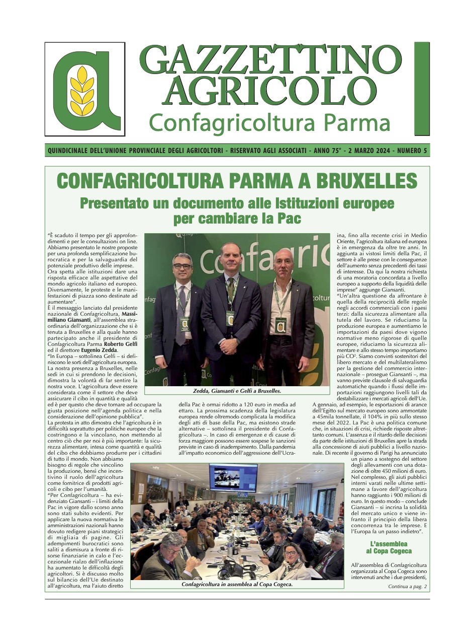 Gazzettino Agricolo Archivi Confagricoltura Parma